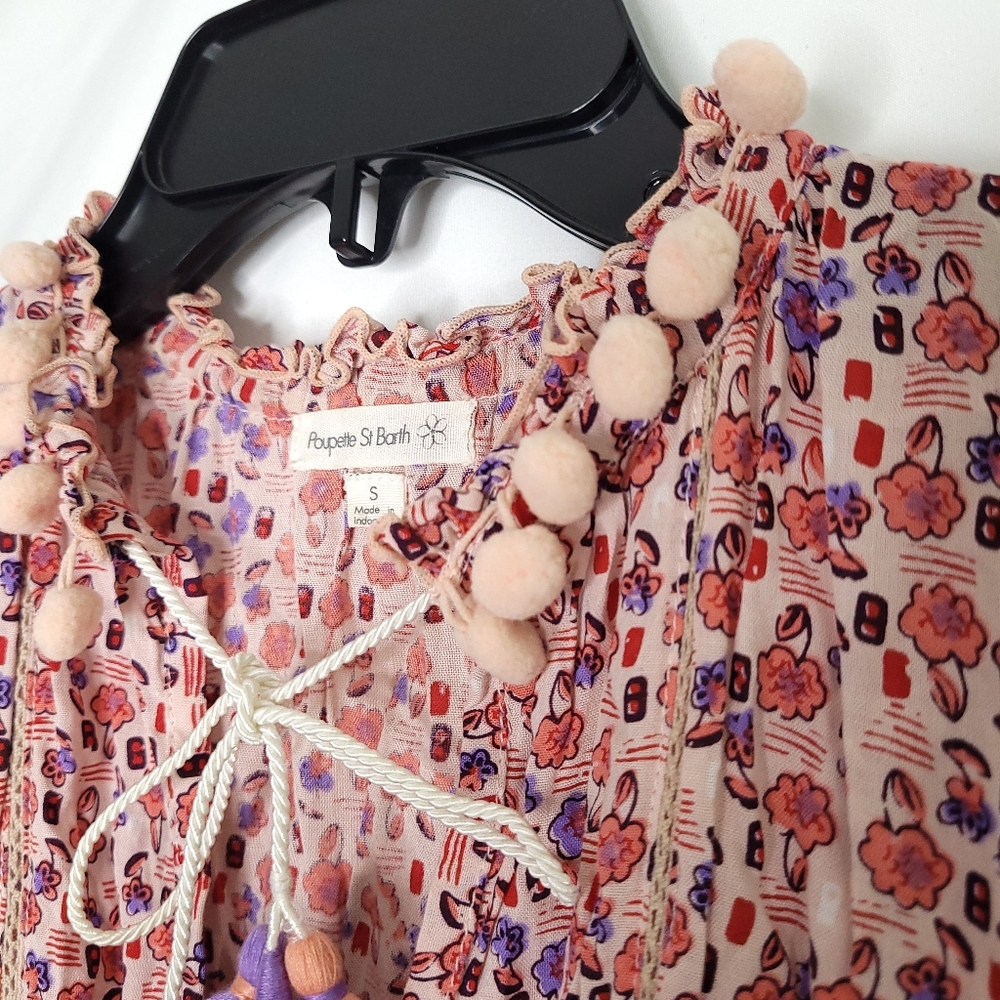 POUPETTE ST BARTH Floral Print Sleeveless V-neck Women's Dress SMALL - Picture 6 of 15